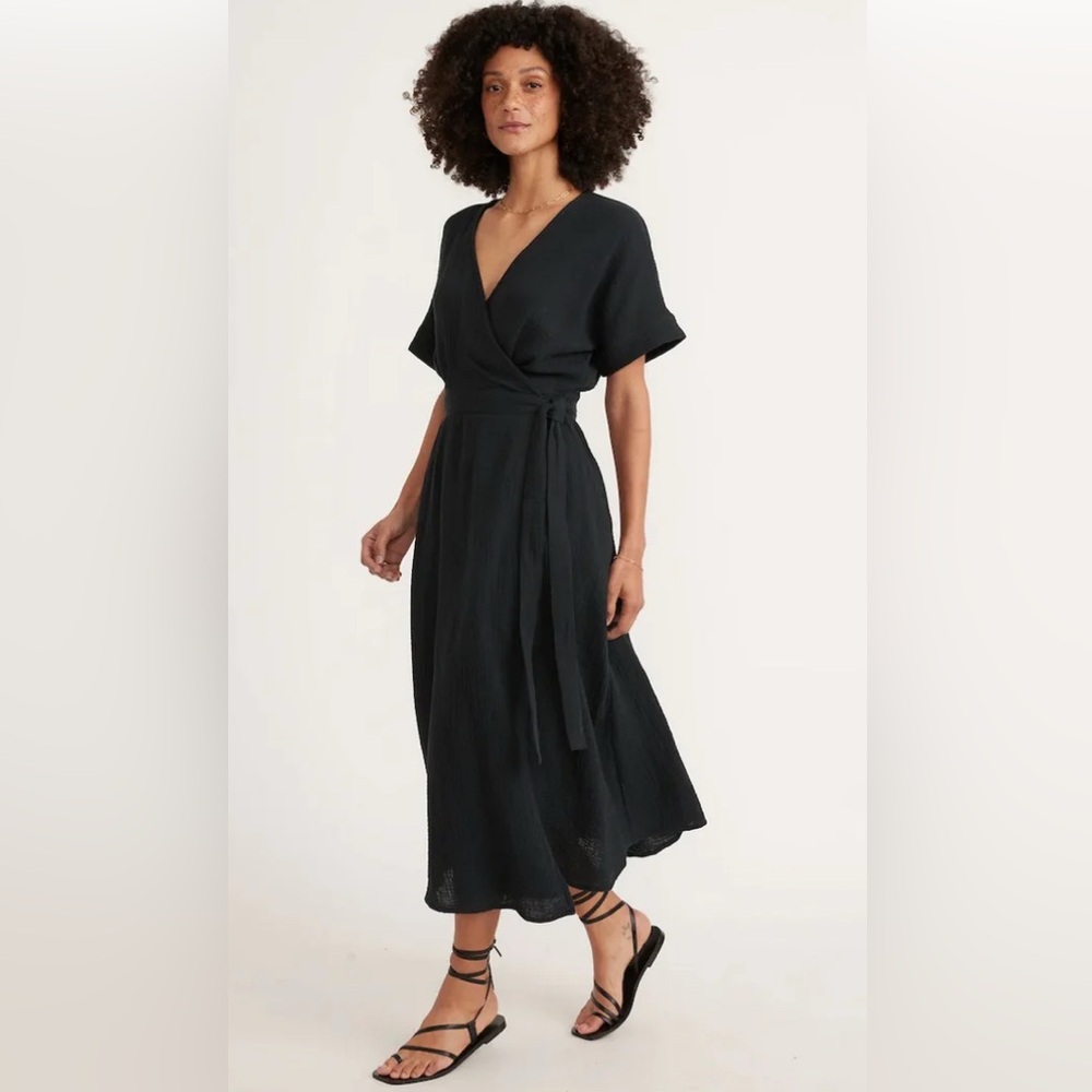 Marine Layer Black Midi Dress with Timeless Elegance